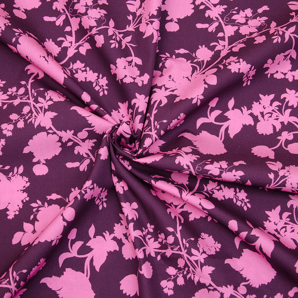 Emilie 150 cm bordeaux/pink Blumen